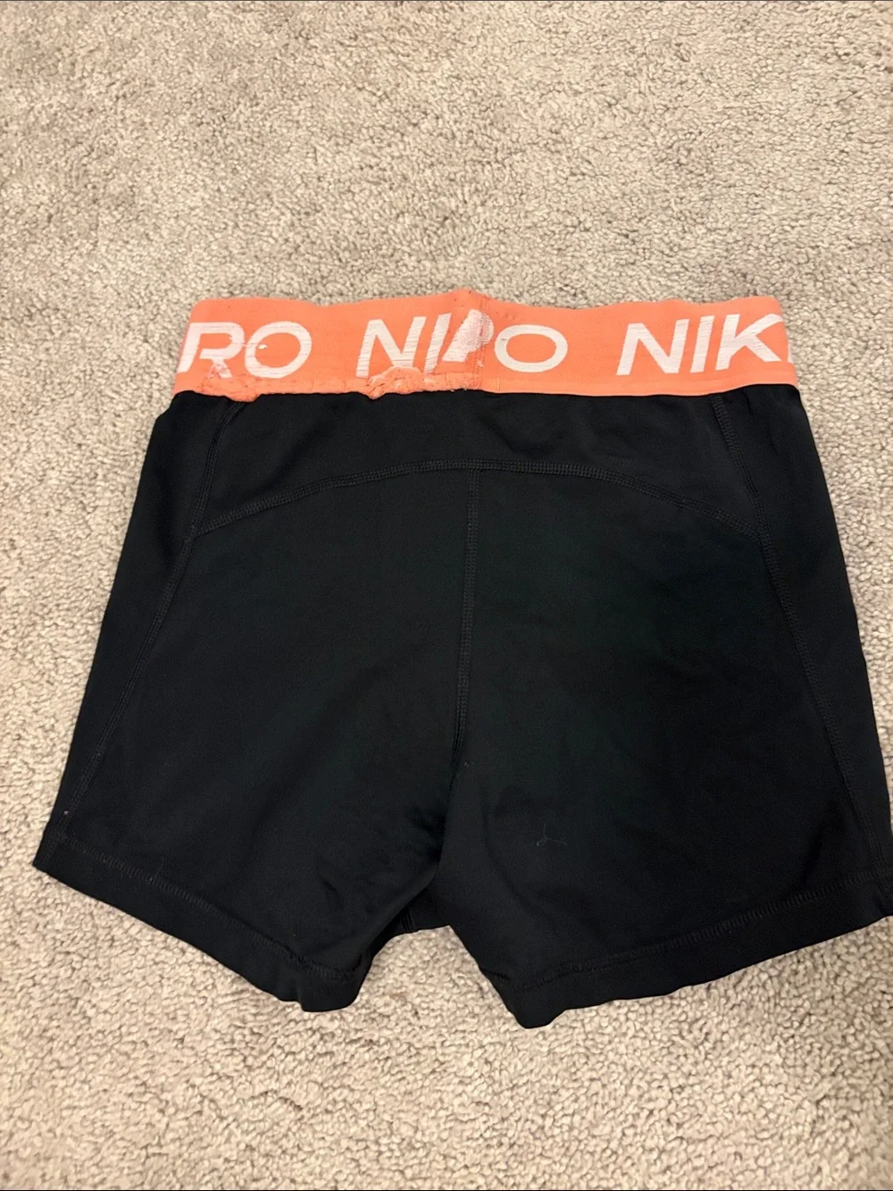 Nike Women's Black Bike Shorts with Coral Elastic Waistband